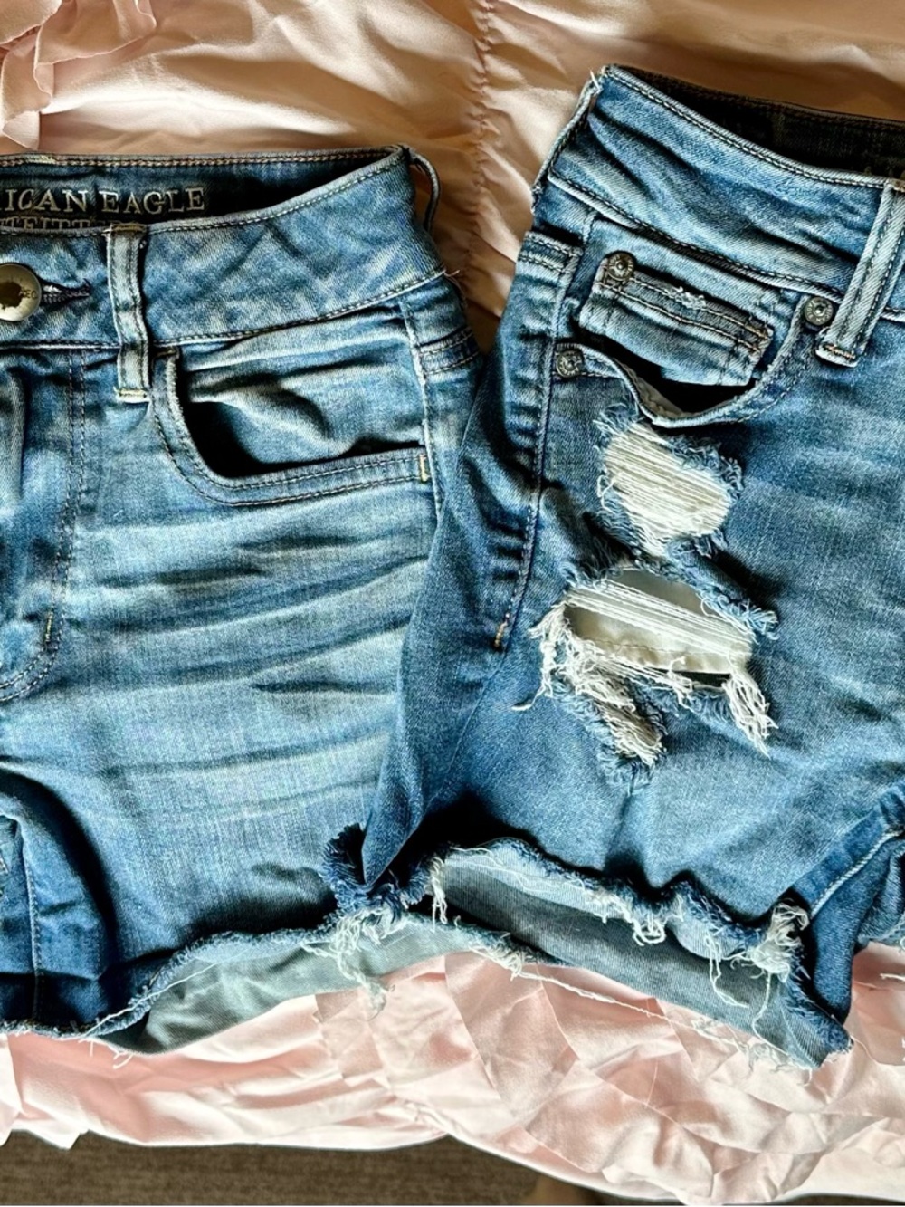 American Eagle Outfitters Light Blue Distressed Denim Shorts bundle